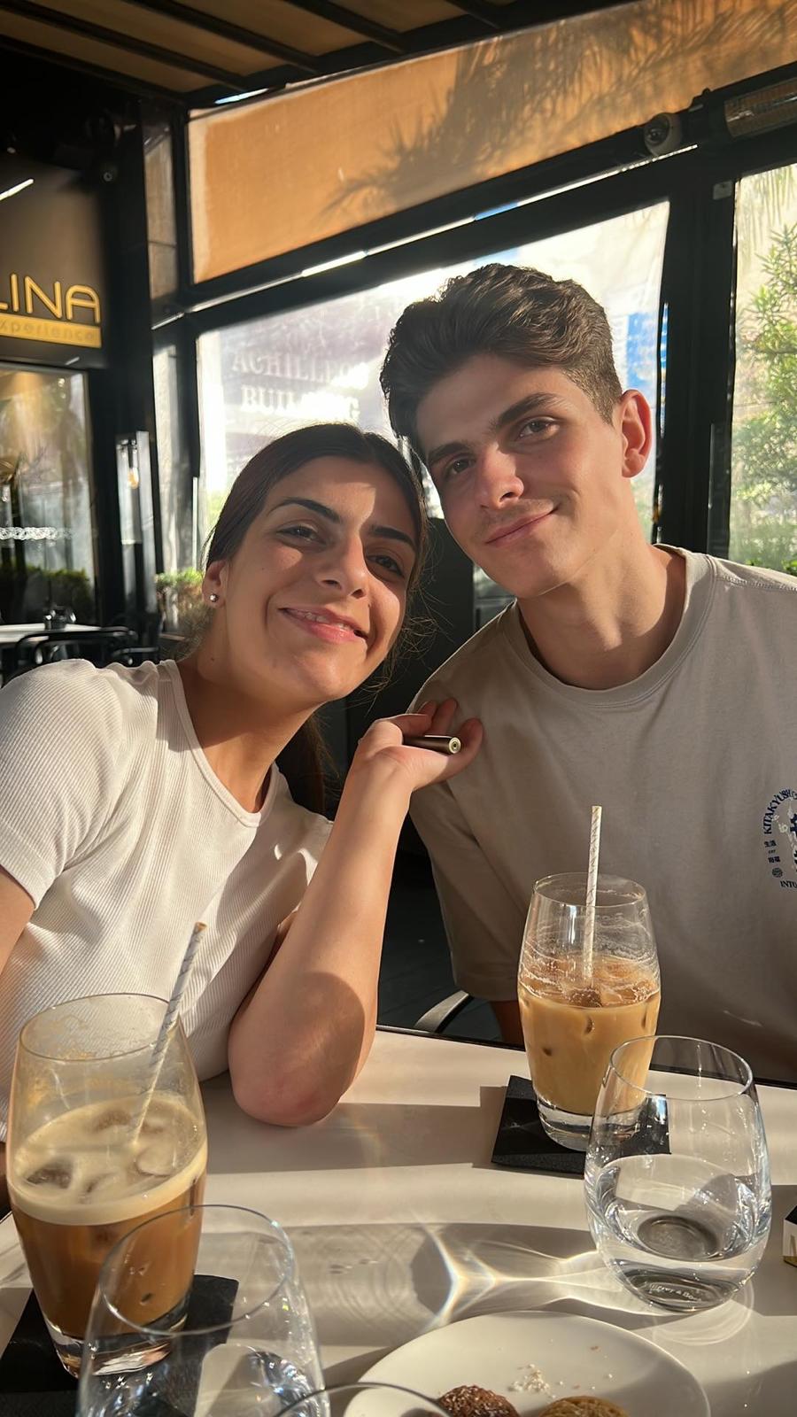 Chris and Savvina with Frappes